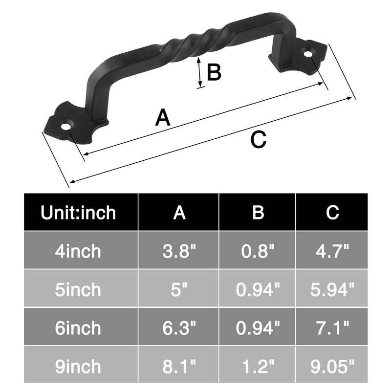 OVOV 2 Pack Barn Door Pull Handle Hardware for Wooden Garden Gate Shed Cabinet Door (6inch) - Image 4